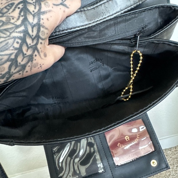 Etienne Aigner Leather Purse -  Black with Gold Hardware - Picture 7 of 16